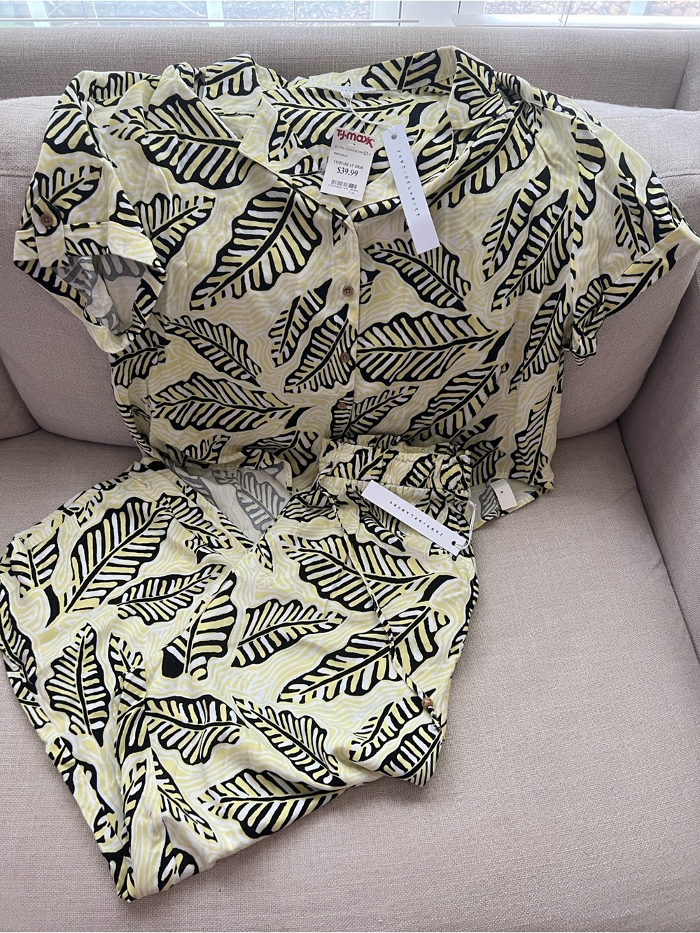 NWT Jane + Delancey Tropical Resort 2-Piece Shirt & Pants Set